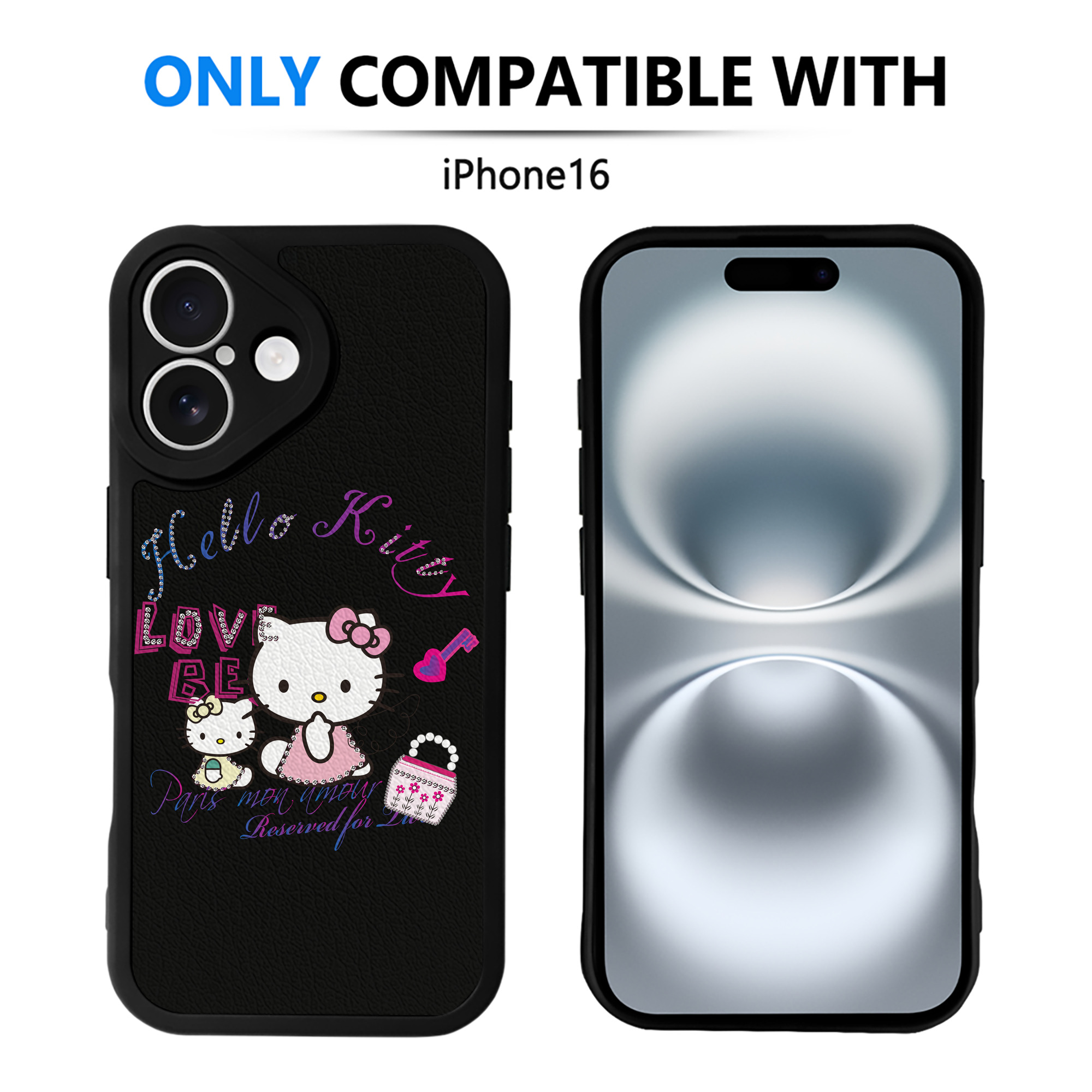 （画像用） Hello Kitty ハローキティ 【iPhone 16シリーズ対応】シリコンスマホケース（レザー調） 材質：シリコン